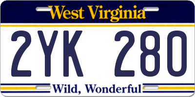 WV license plate 2YK280