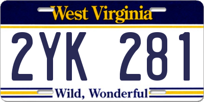 WV license plate 2YK281