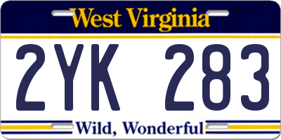 WV license plate 2YK283