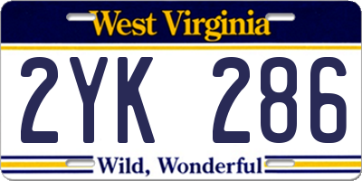 WV license plate 2YK286