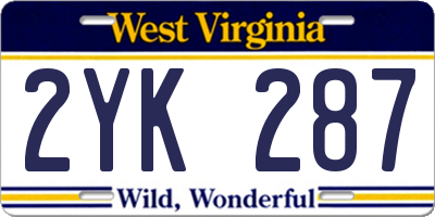WV license plate 2YK287