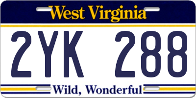 WV license plate 2YK288