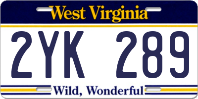 WV license plate 2YK289