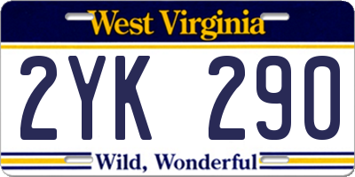 WV license plate 2YK290