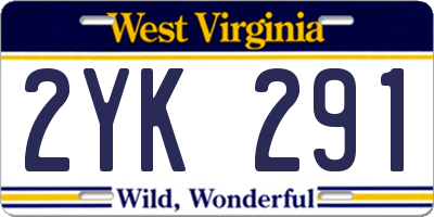 WV license plate 2YK291