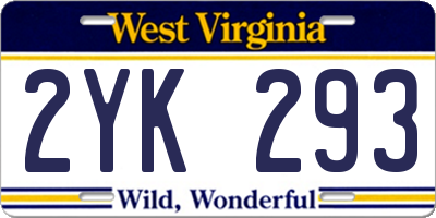 WV license plate 2YK293