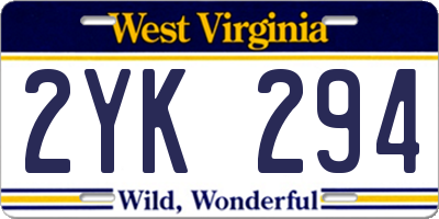 WV license plate 2YK294