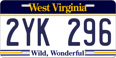 WV license plate 2YK296