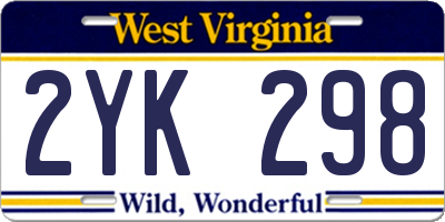 WV license plate 2YK298