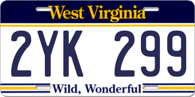 WV license plate 2YK299