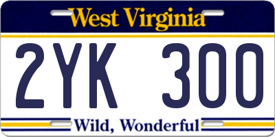 WV license plate 2YK300