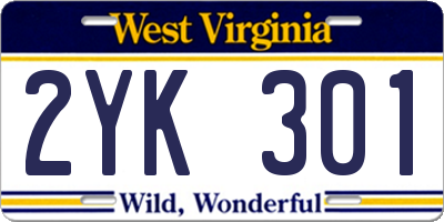 WV license plate 2YK301