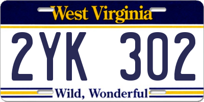 WV license plate 2YK302