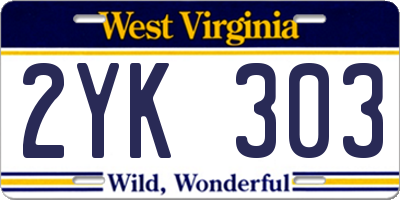 WV license plate 2YK303