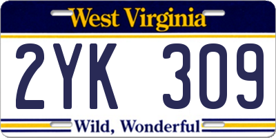 WV license plate 2YK309