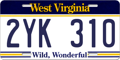 WV license plate 2YK310