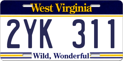WV license plate 2YK311