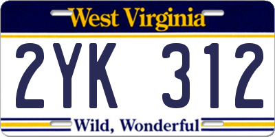 WV license plate 2YK312