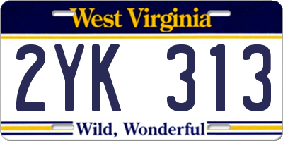 WV license plate 2YK313