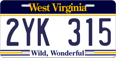 WV license plate 2YK315