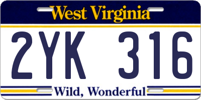 WV license plate 2YK316