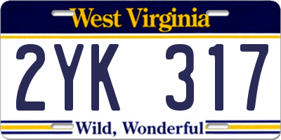 WV license plate 2YK317