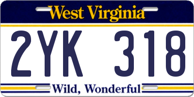 WV license plate 2YK318