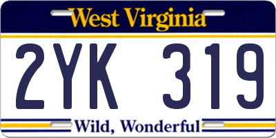 WV license plate 2YK319