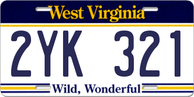 WV license plate 2YK321