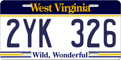 WV license plate 2YK326