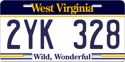 WV license plate 2YK328