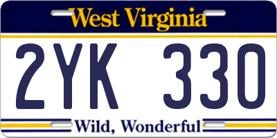 WV license plate 2YK330