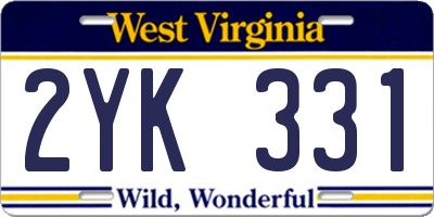 WV license plate 2YK331