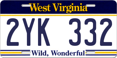 WV license plate 2YK332