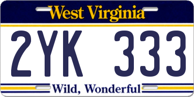 WV license plate 2YK333