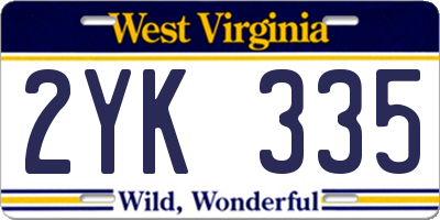 WV license plate 2YK335