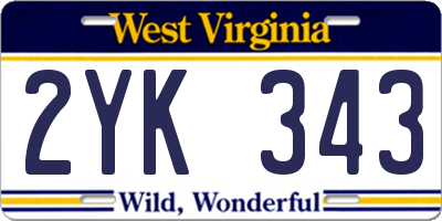 WV license plate 2YK343