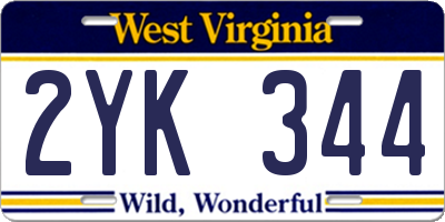 WV license plate 2YK344