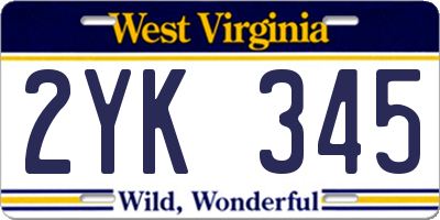 WV license plate 2YK345