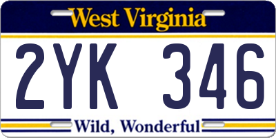 WV license plate 2YK346