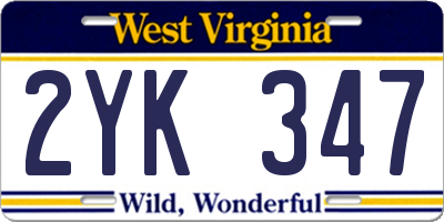 WV license plate 2YK347