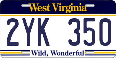 WV license plate 2YK350