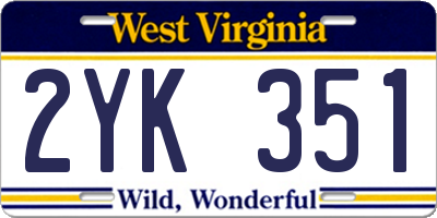 WV license plate 2YK351