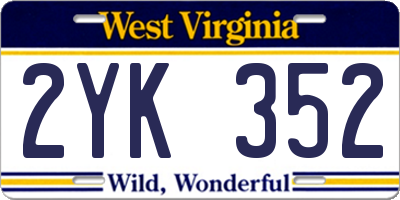 WV license plate 2YK352