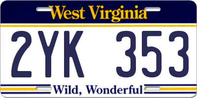 WV license plate 2YK353