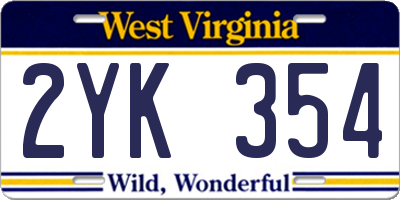 WV license plate 2YK354
