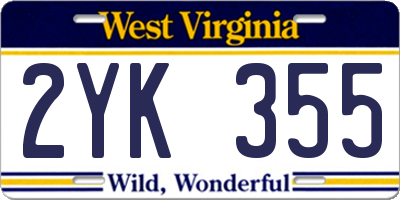 WV license plate 2YK355