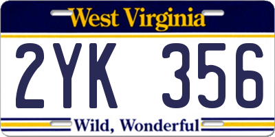 WV license plate 2YK356
