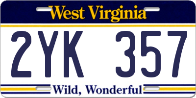 WV license plate 2YK357