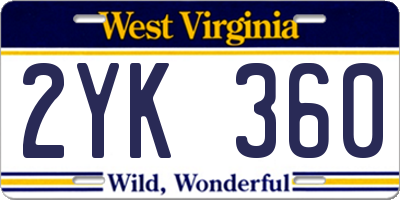 WV license plate 2YK360